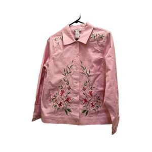 Vintage Victor Costa Hot Pink  Jacket Embroidered Flowers Size M NWT